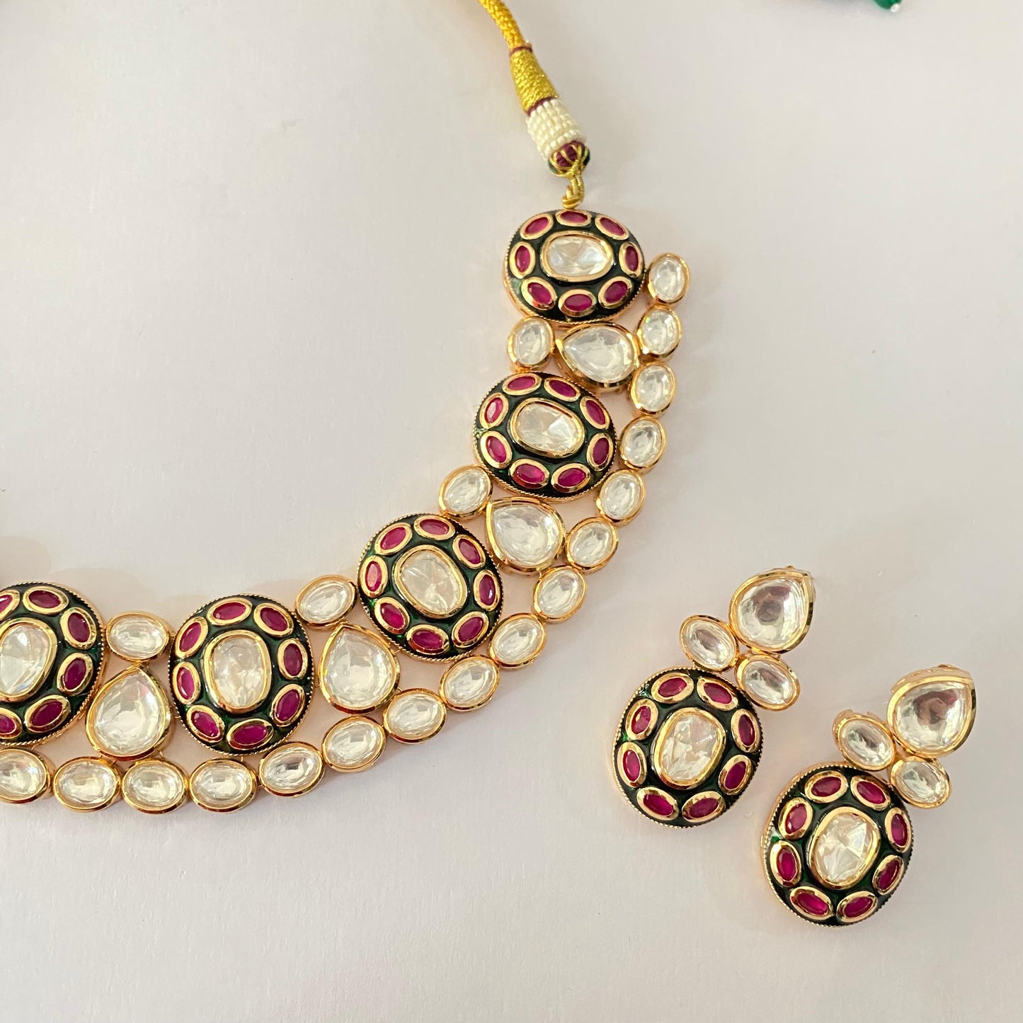 Gold Plated Kundan Polki Necklace Set