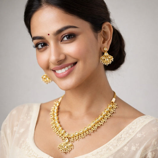 Kundan Polki With Small Pearl Necklace Set