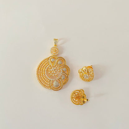 Diamond Gold Plated Pendant Set