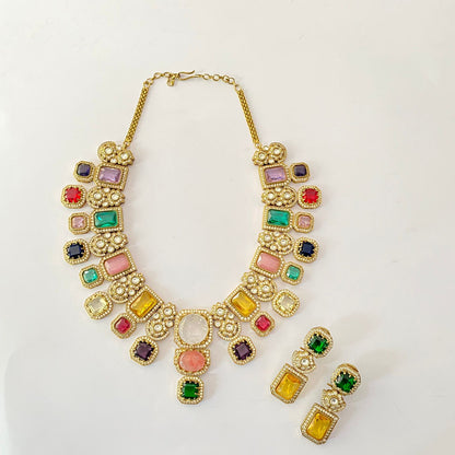 Multi Color Stone  Sabyasachi Necklace Set