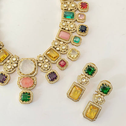 Multi Color Stone  Sabyasachi Necklace Set