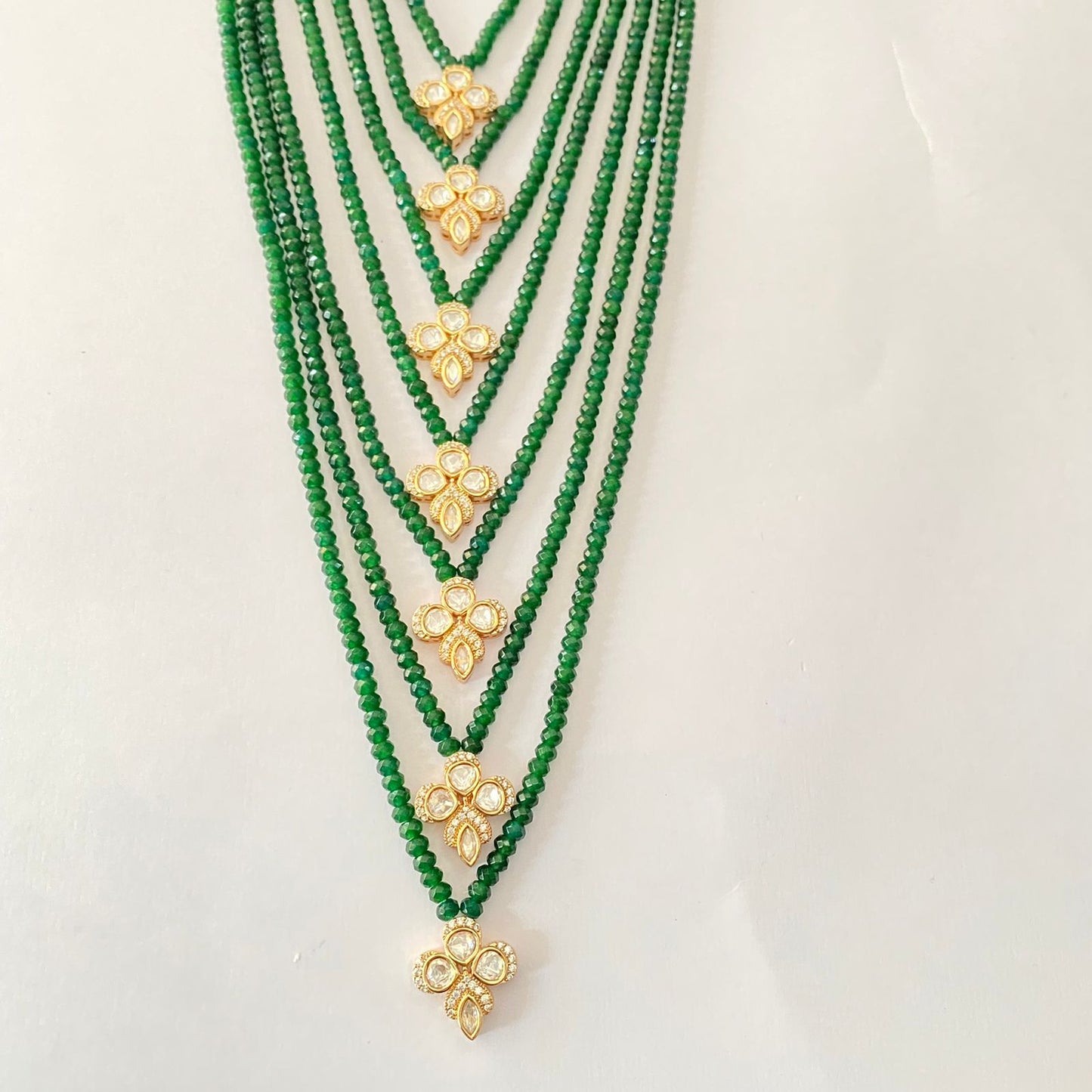 Layer Kundan Green Necklace