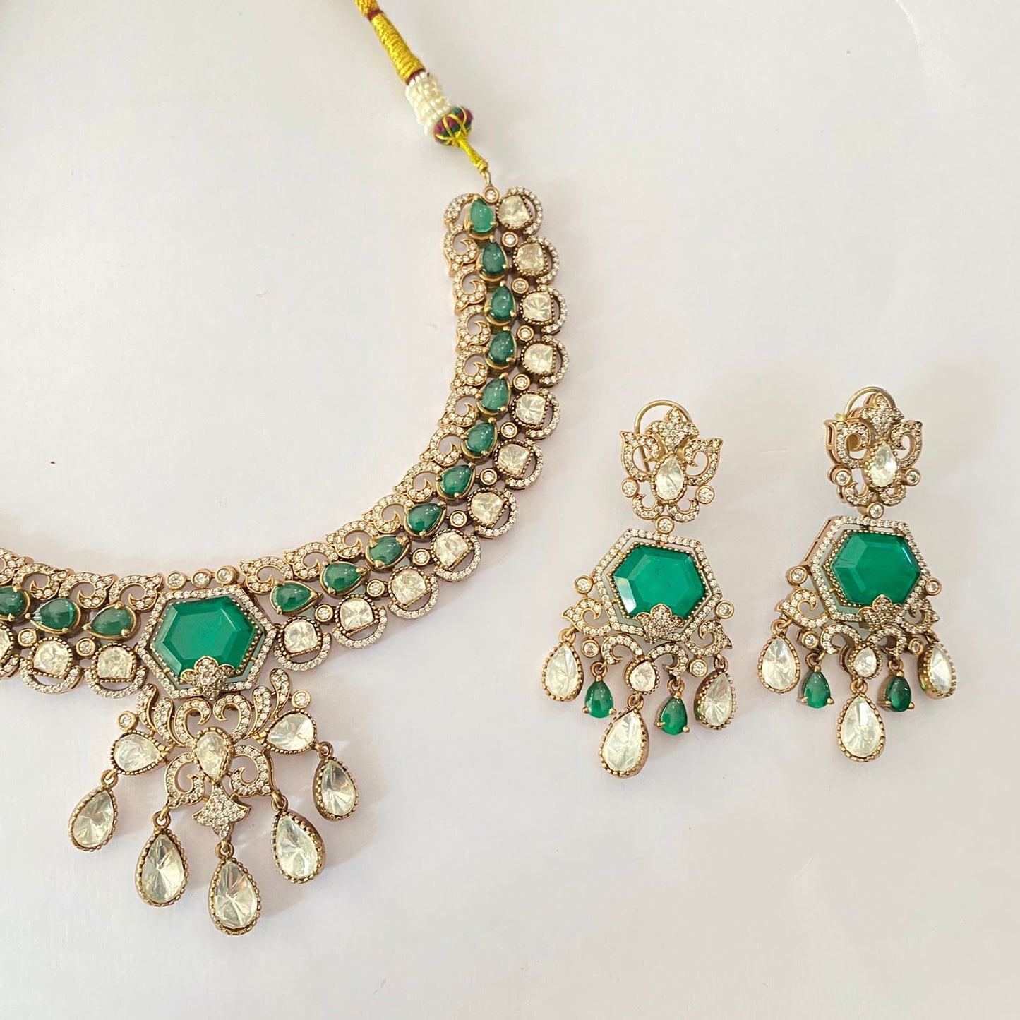 Green Moissanite Necklace Set