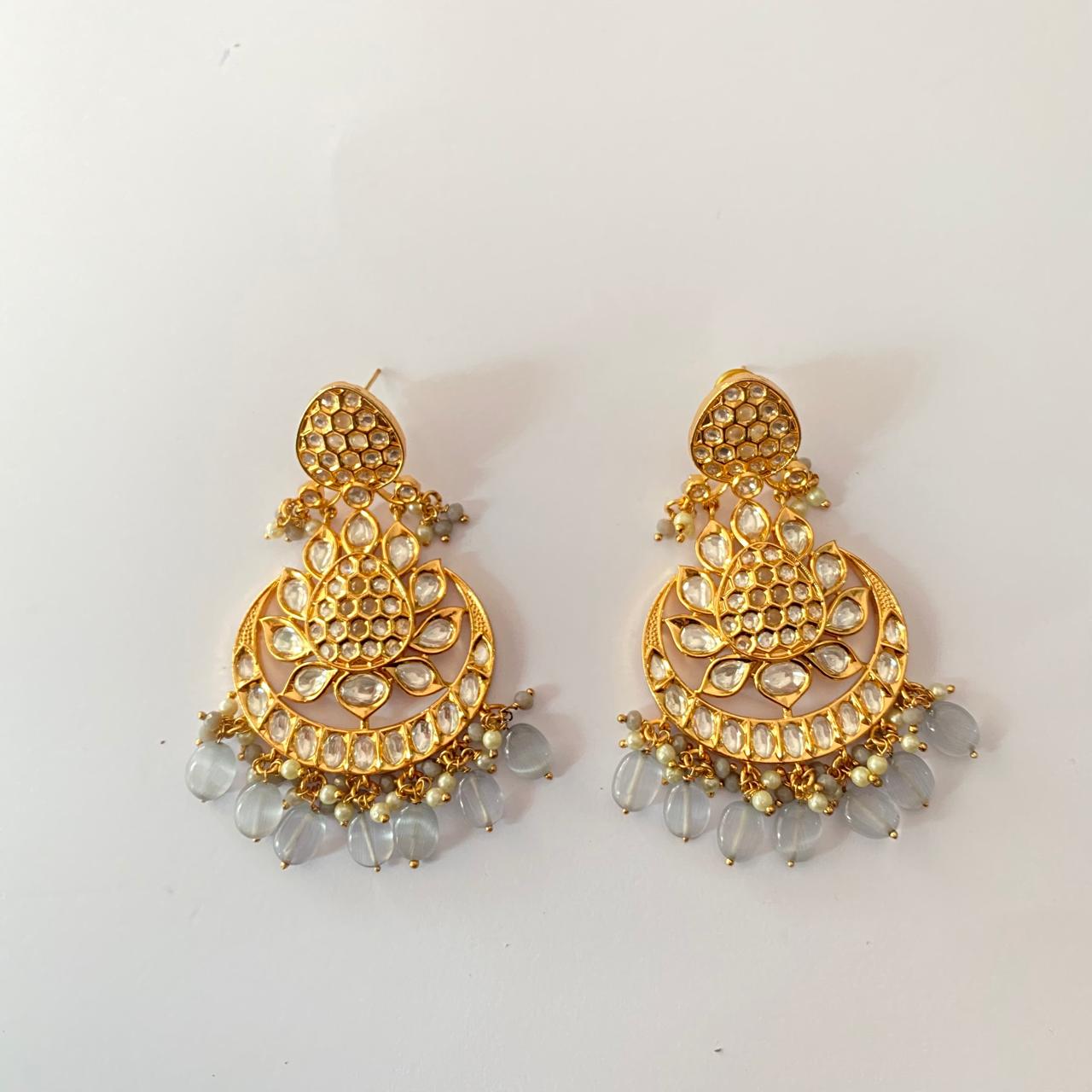 Kundan Drop Gold Plated Chandbali Earring