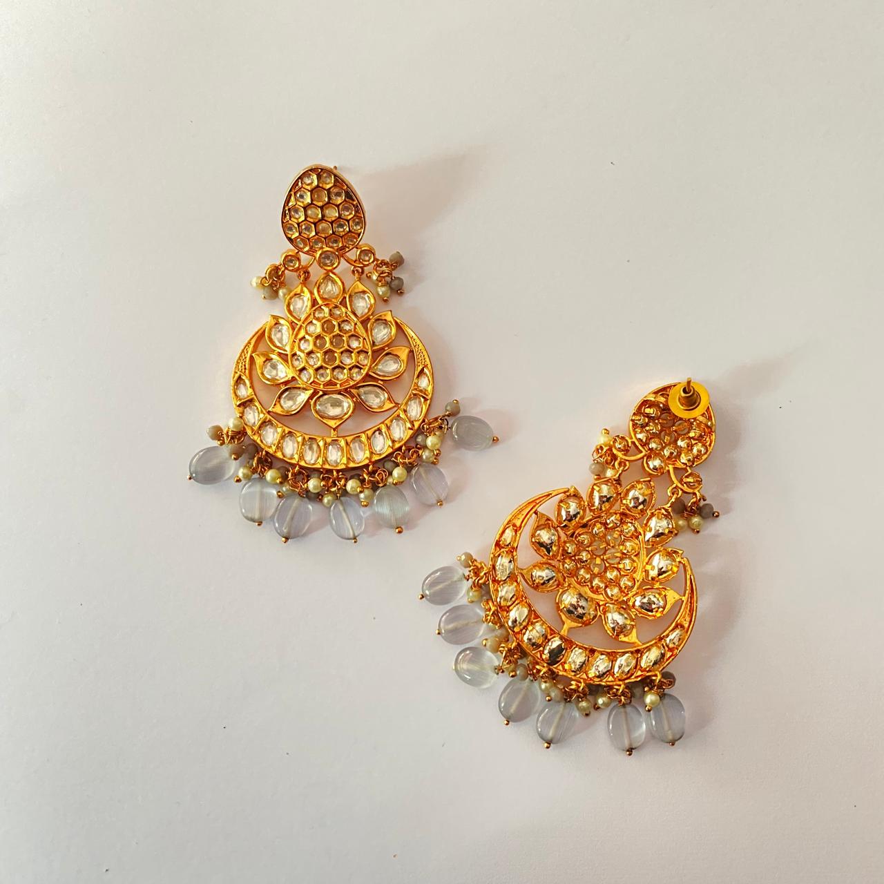 Kundan Drop Gold Plated Chandbali Earring