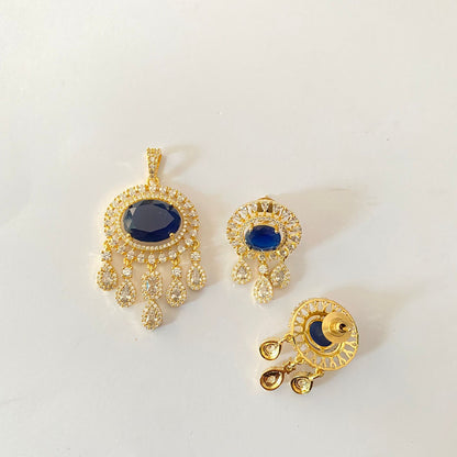 Gold Plated Blue Pendant Set
