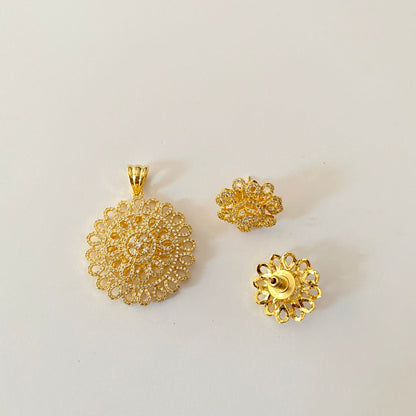 Gold Plated Diamond Pendant Set