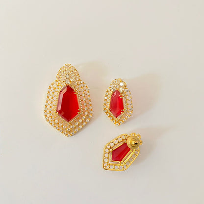 Ruby Gold Plated Pendant Set