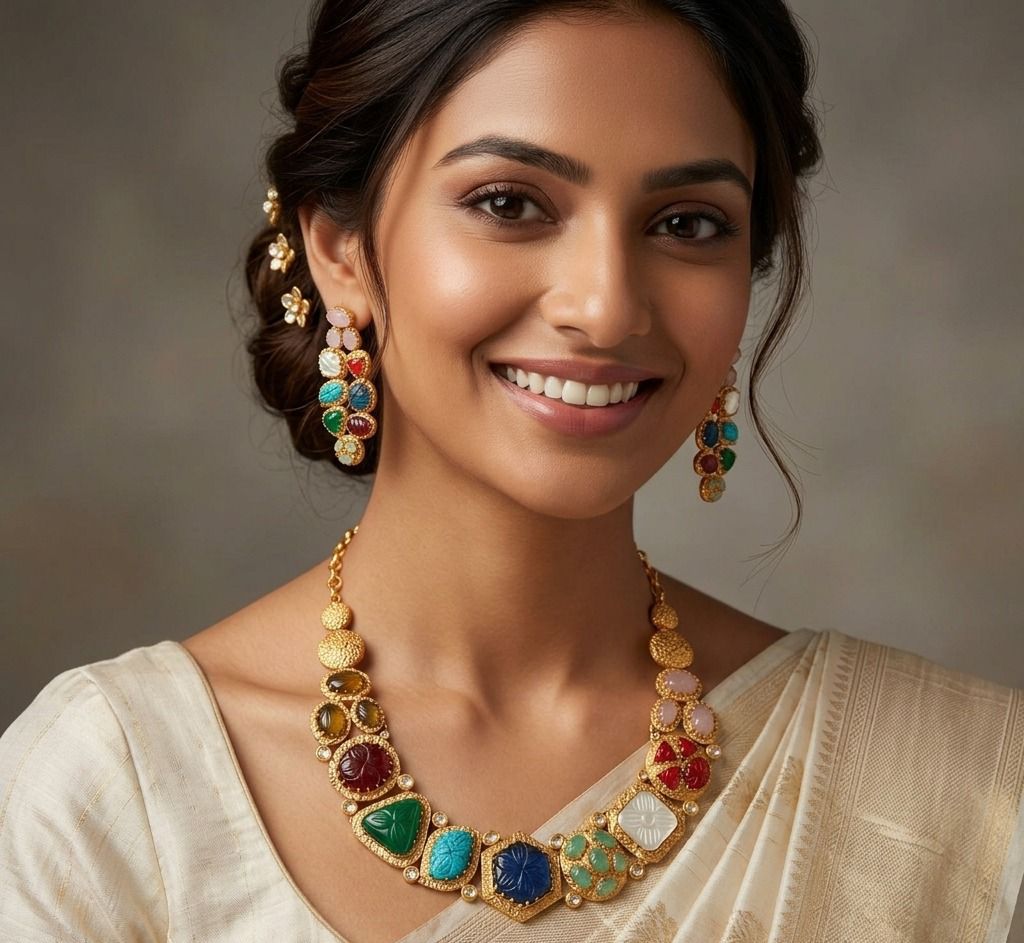 Multi Color Gold Plated Necklace Set