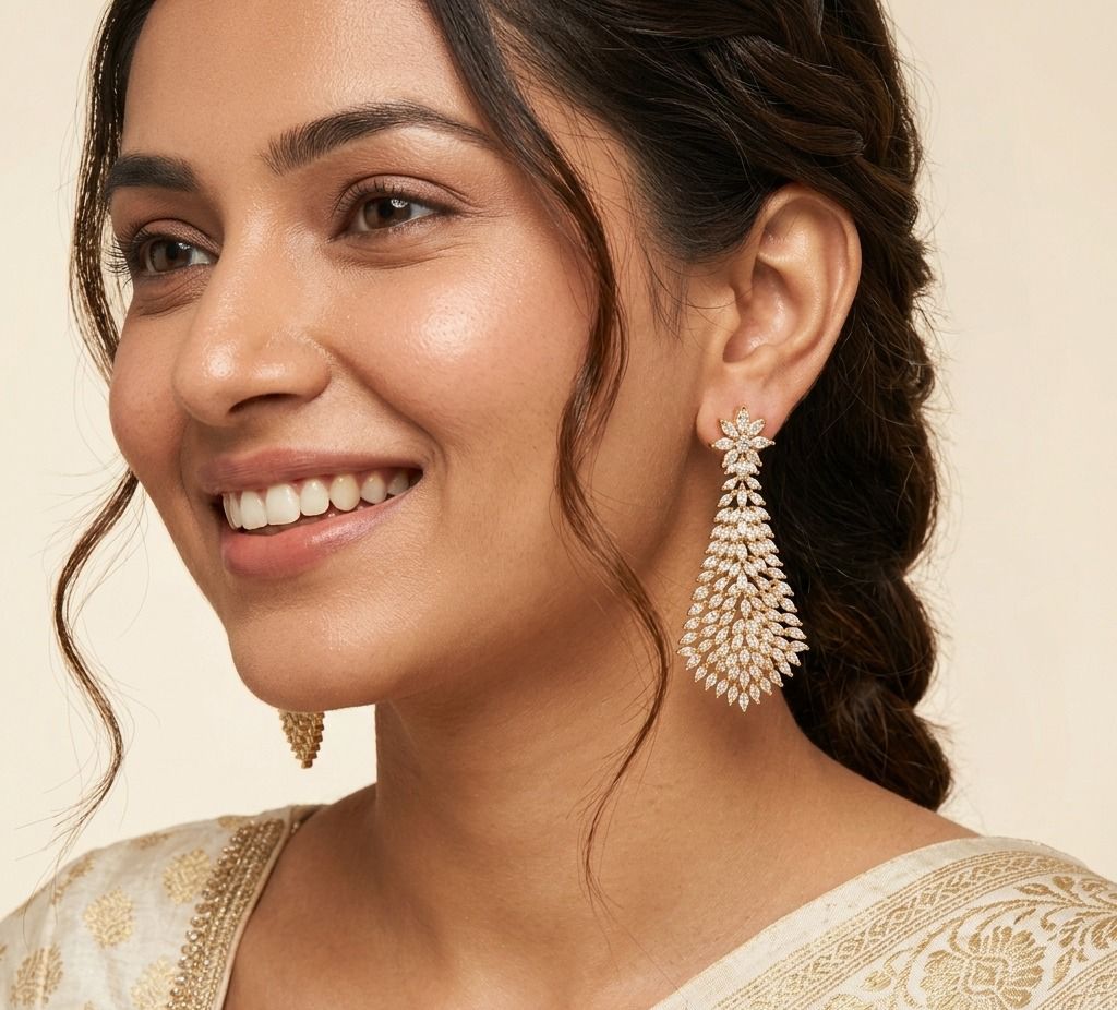 Gold Plated with Diamond Latest design Earring