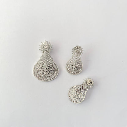 Diamond Silver Plated Pendant Set