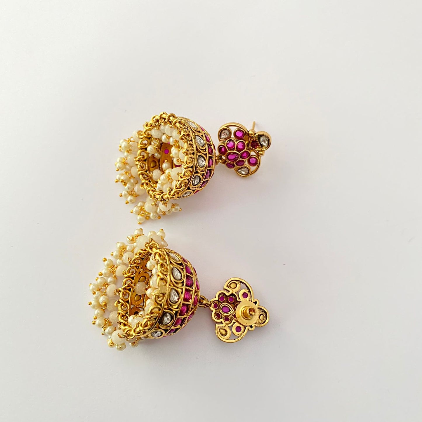 Antique Gold Plated Ruby Jhumka