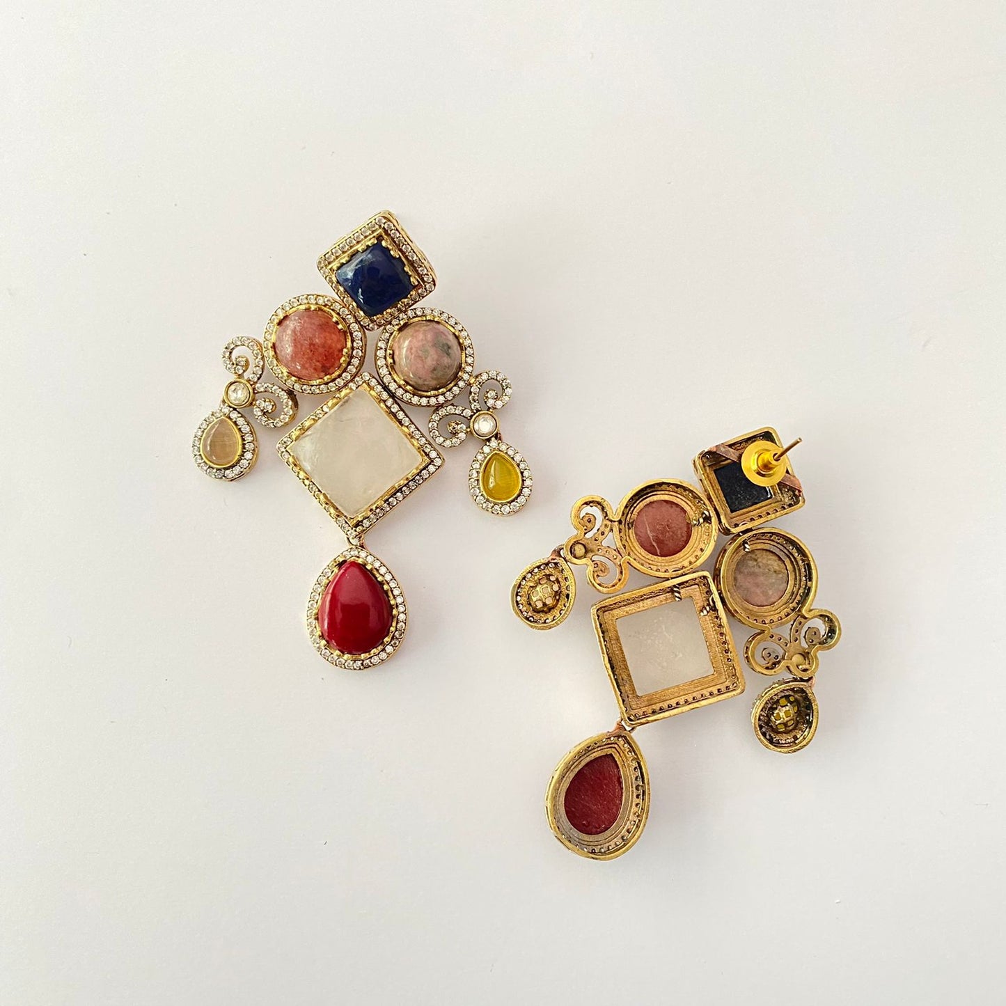 Multi Antique Gold Plated Earring