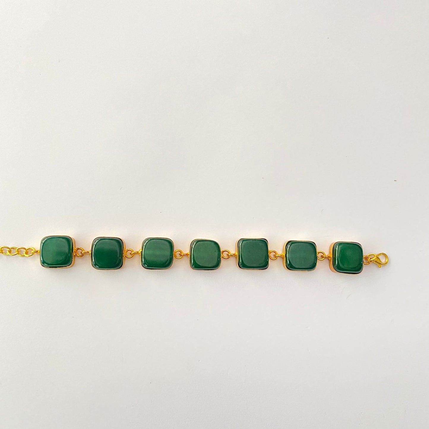 Gold Plated Green Stone Bracelet