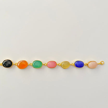 Multi Gold Plated Stone Bracelet