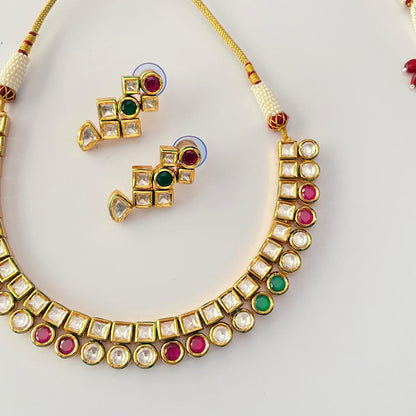 Gold Plated Multi Kundan Necklace Set