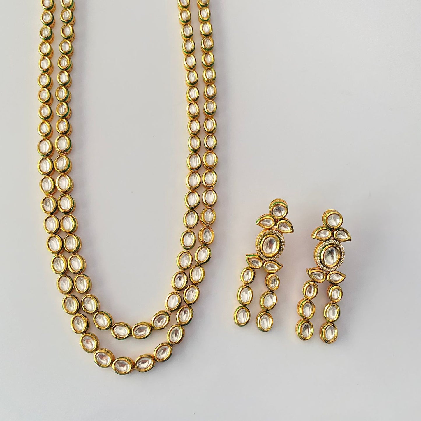 Long Kundan Gold Plated Necklace Set