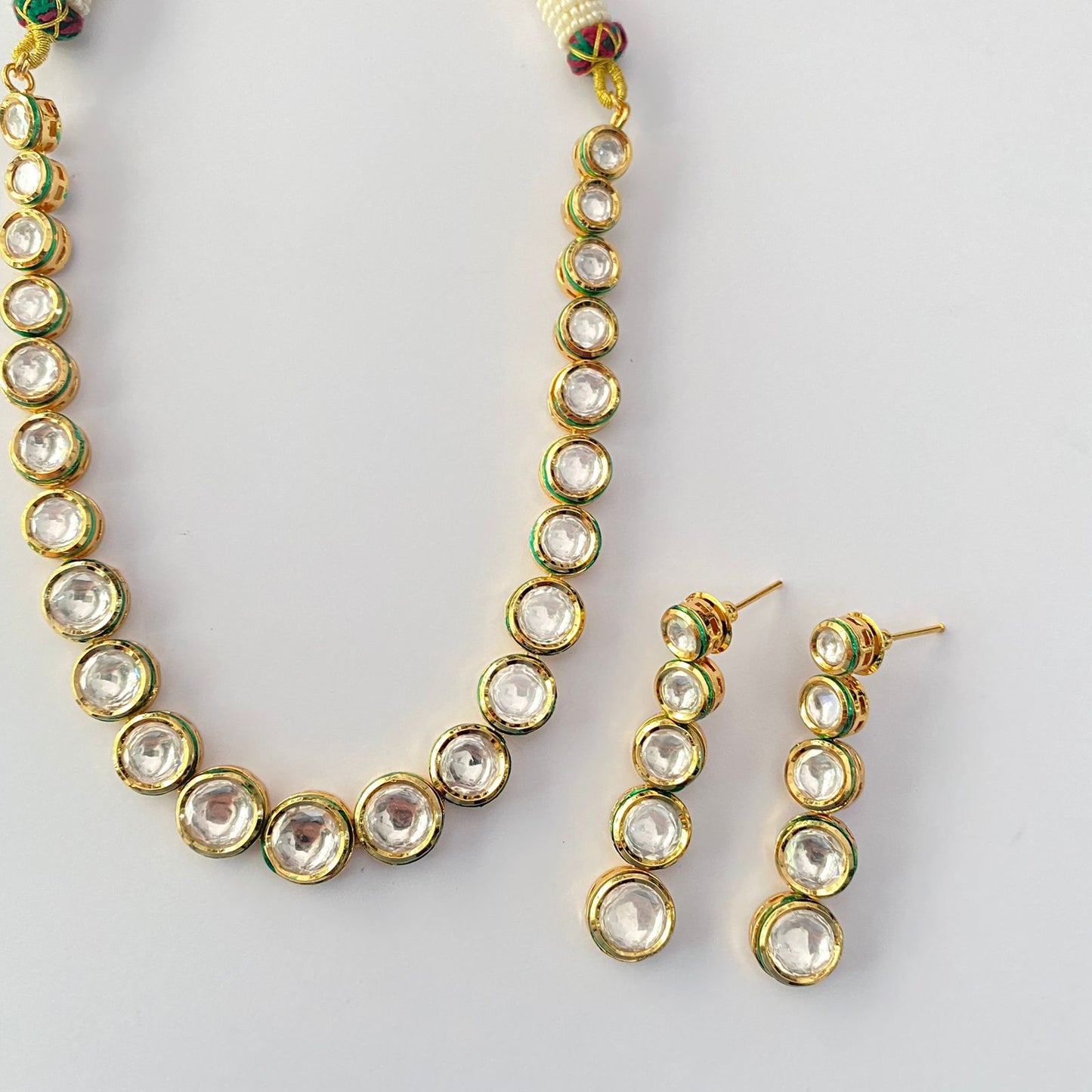 Kundan Gold Plated Single line Necklace Set
