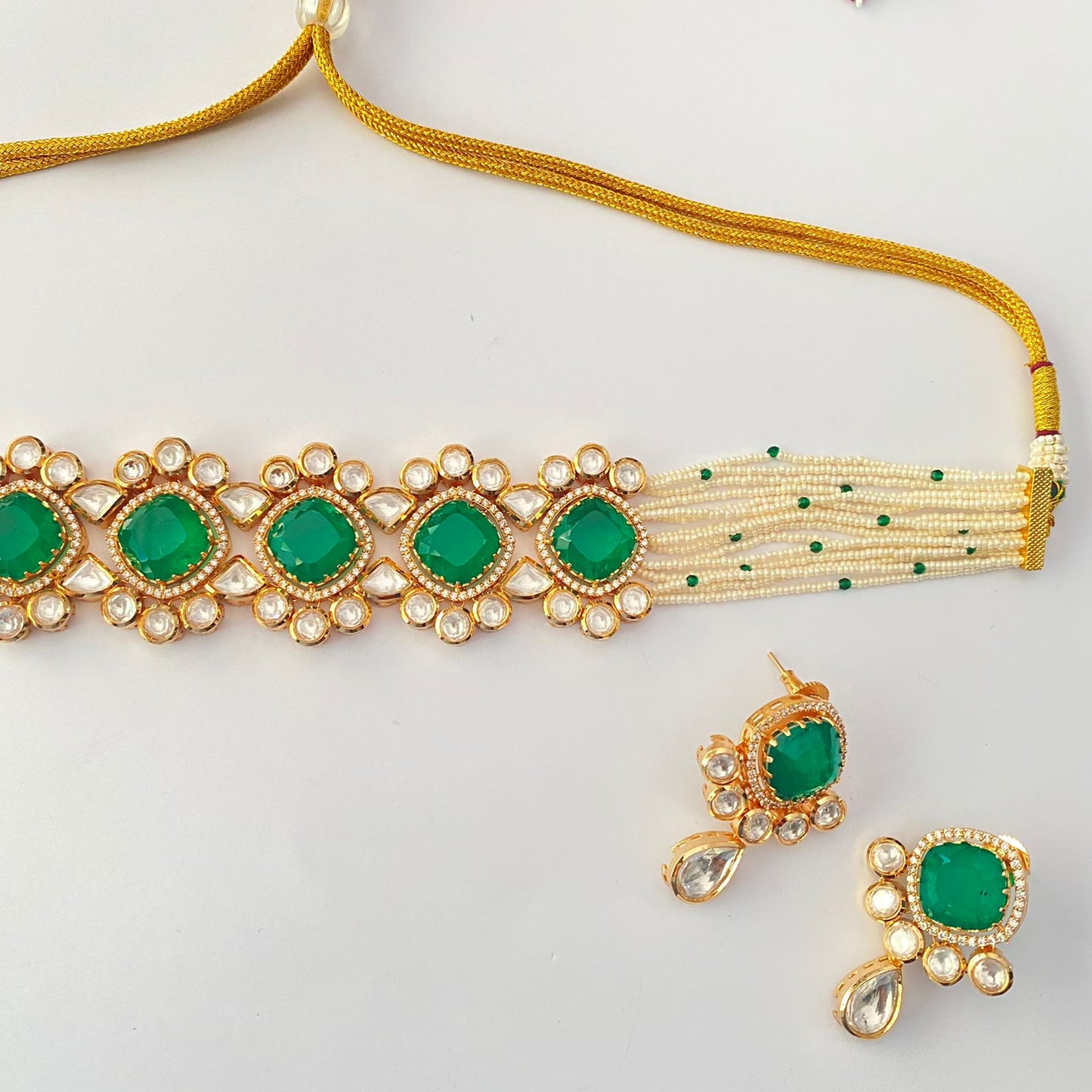 Green Polki Choker Set