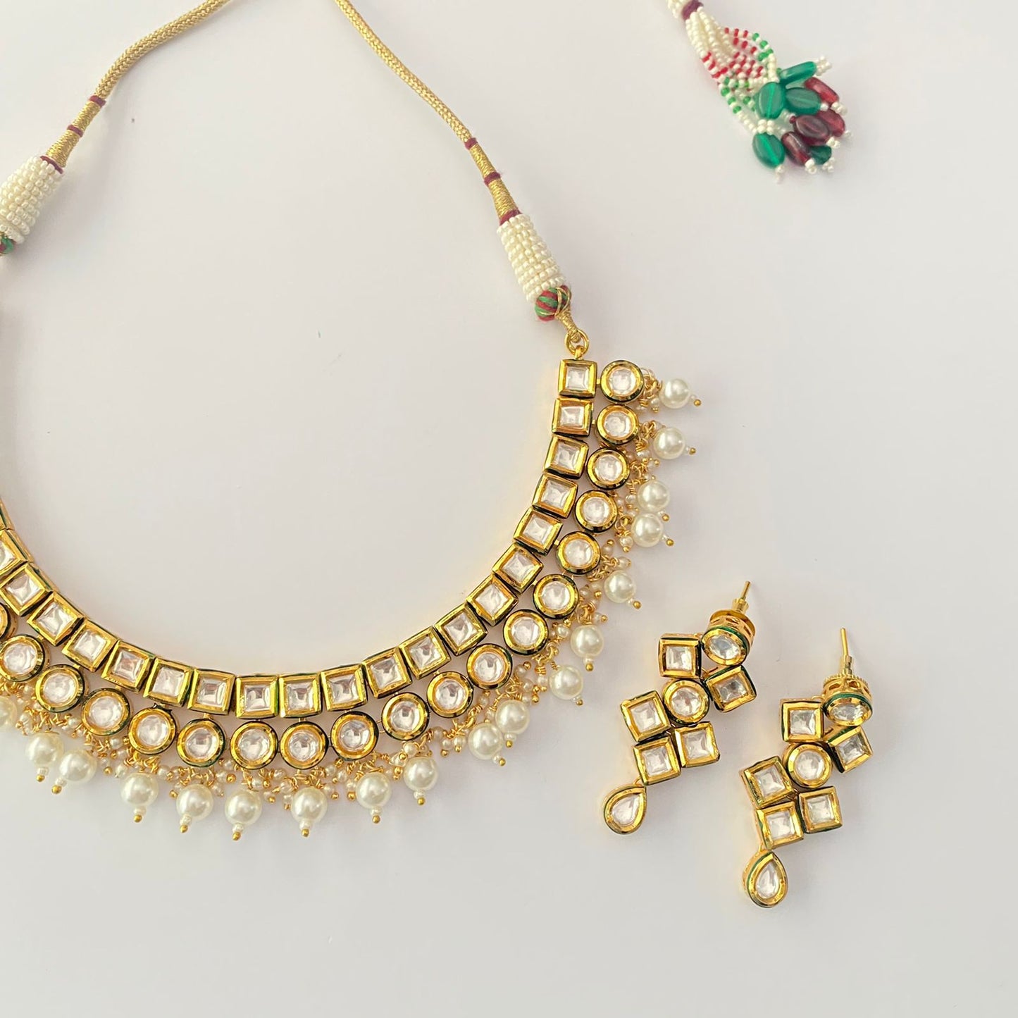 Kundan Drop Pearl Necklace Set