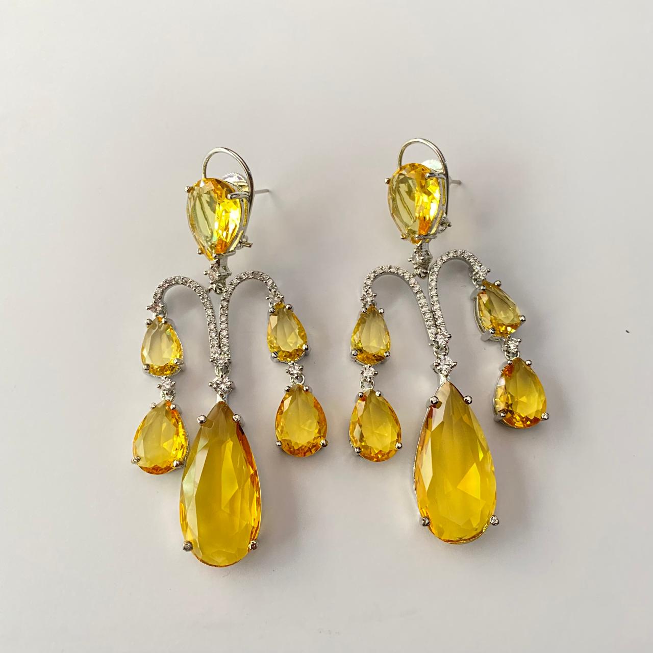 Yellow Stone Silver Plated Earring