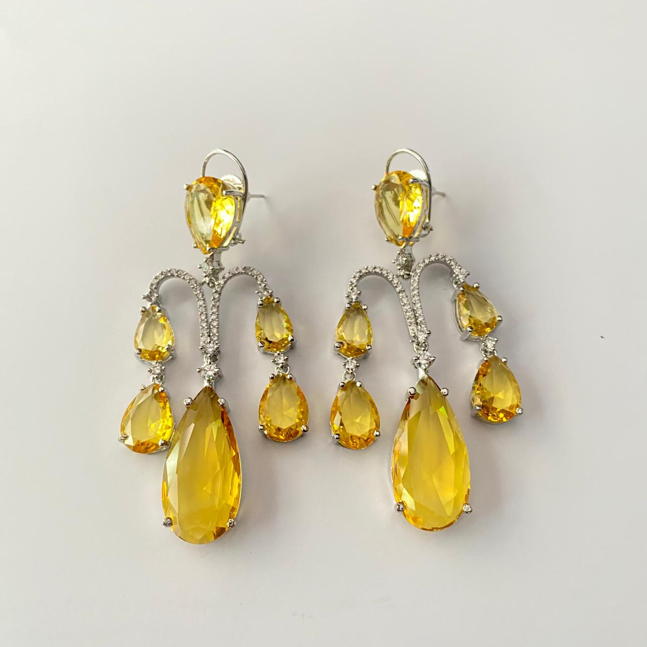 Yellow Stone Silver Plated Earring