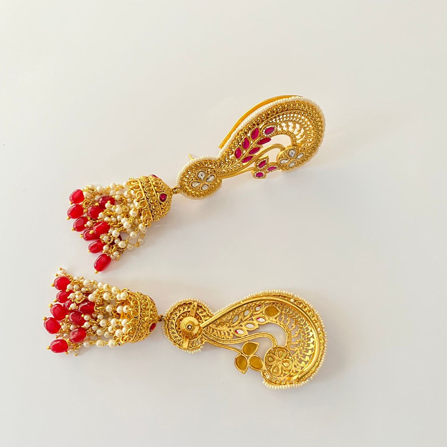 Gold Plated Ruby  Ear Cuffs