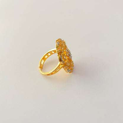 Gold Plated A.D Adjustable Floral Design Ring