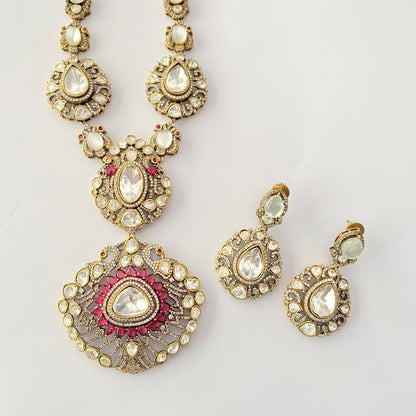 Polki Moissanite Ruby Necklace Set