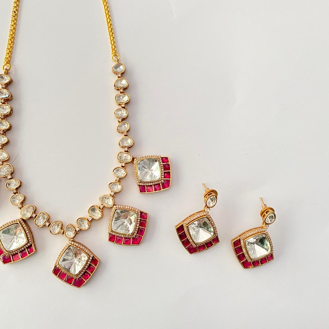 Polki Ruby Necklace Set