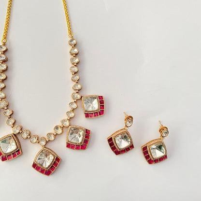 Polki Ruby Necklace Set
