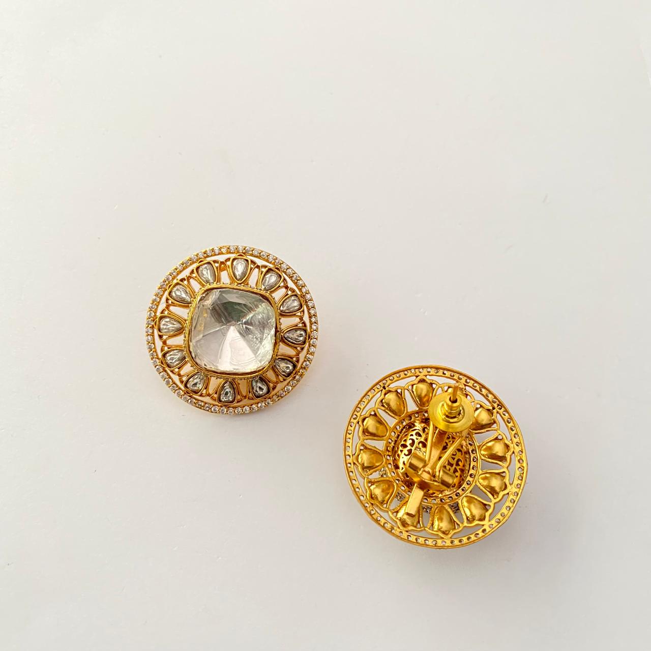 Gold Plated Polki Stud