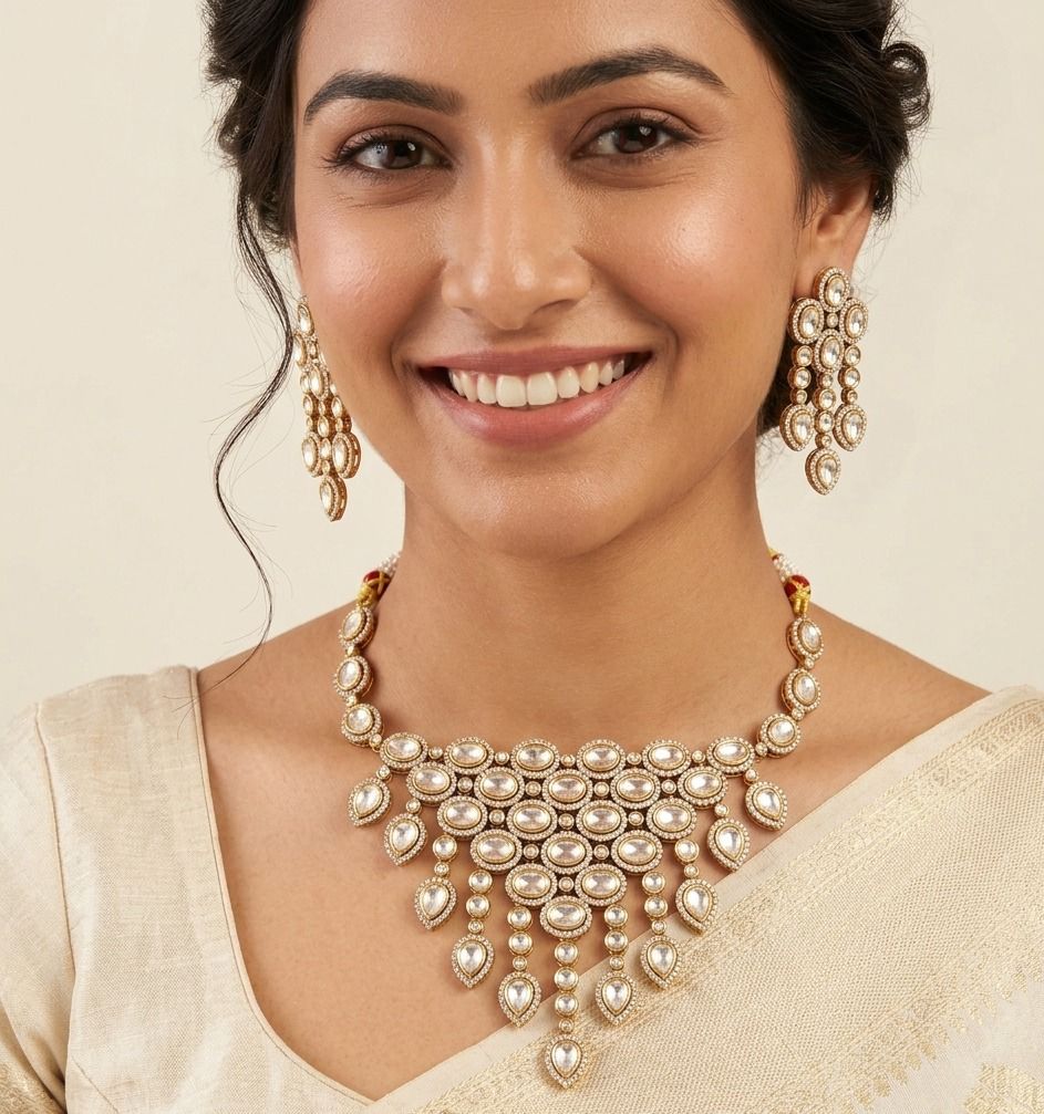 Antique Gold Kundan Choker Set