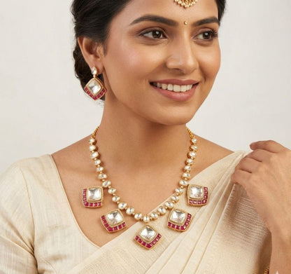 Polki Ruby Necklace Set