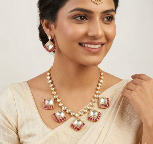 Polki Ruby Necklace Set