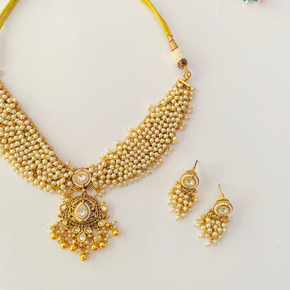 Gold Plated Pearl Necklace Set
