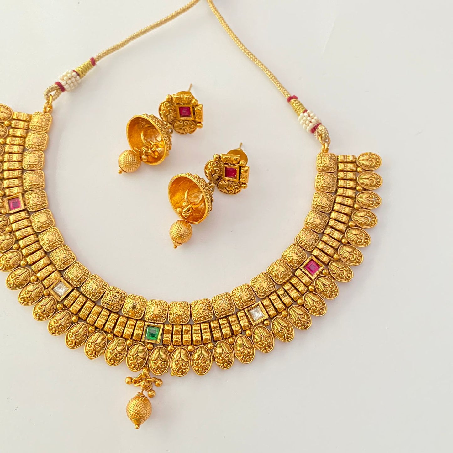 Gold Plated Temple Necklace Set