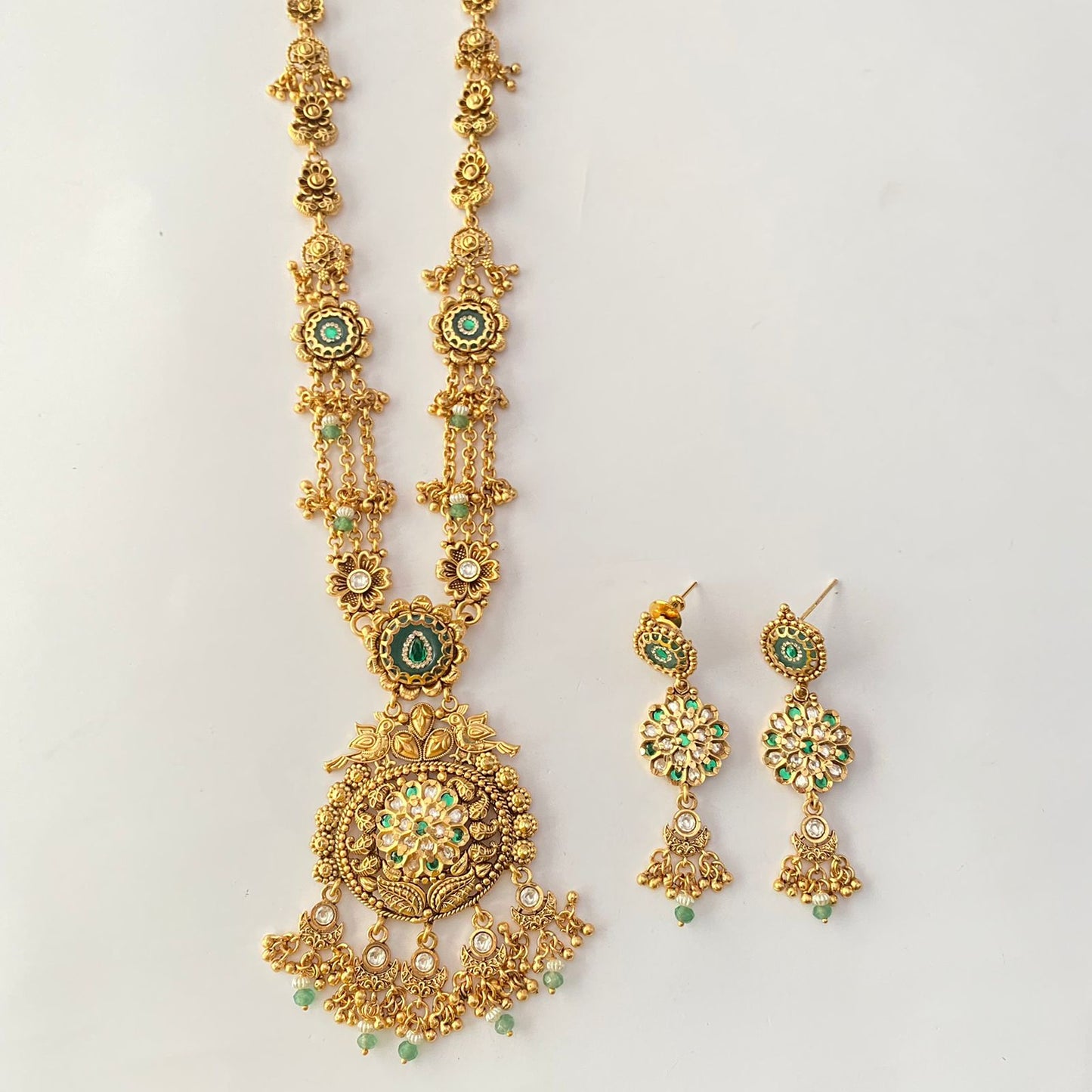 Antique Gold Plated Long Necklace Set