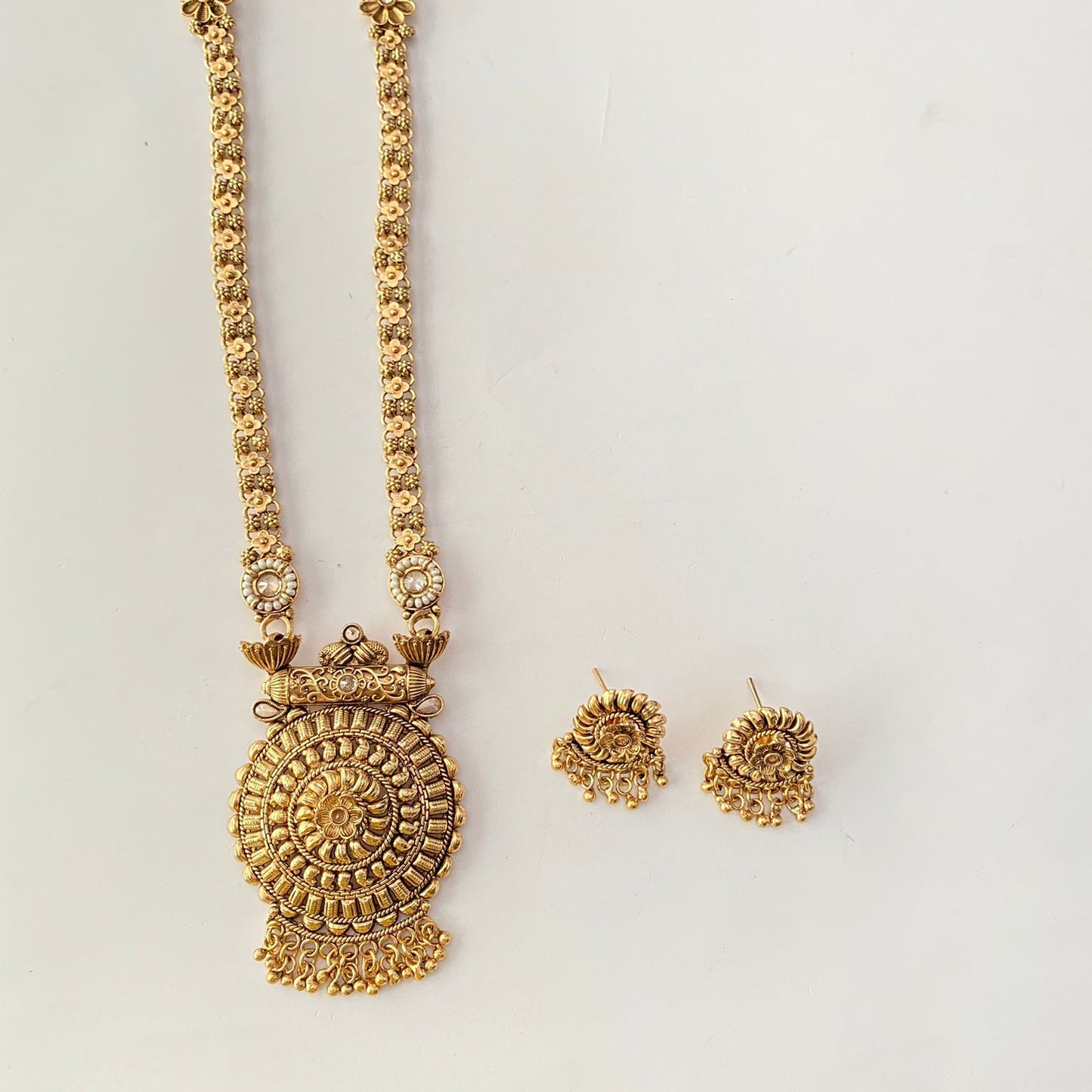 Antique Gold Long Necklace Set