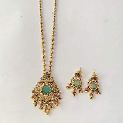 Long Antique Gold Plated Necklace Set