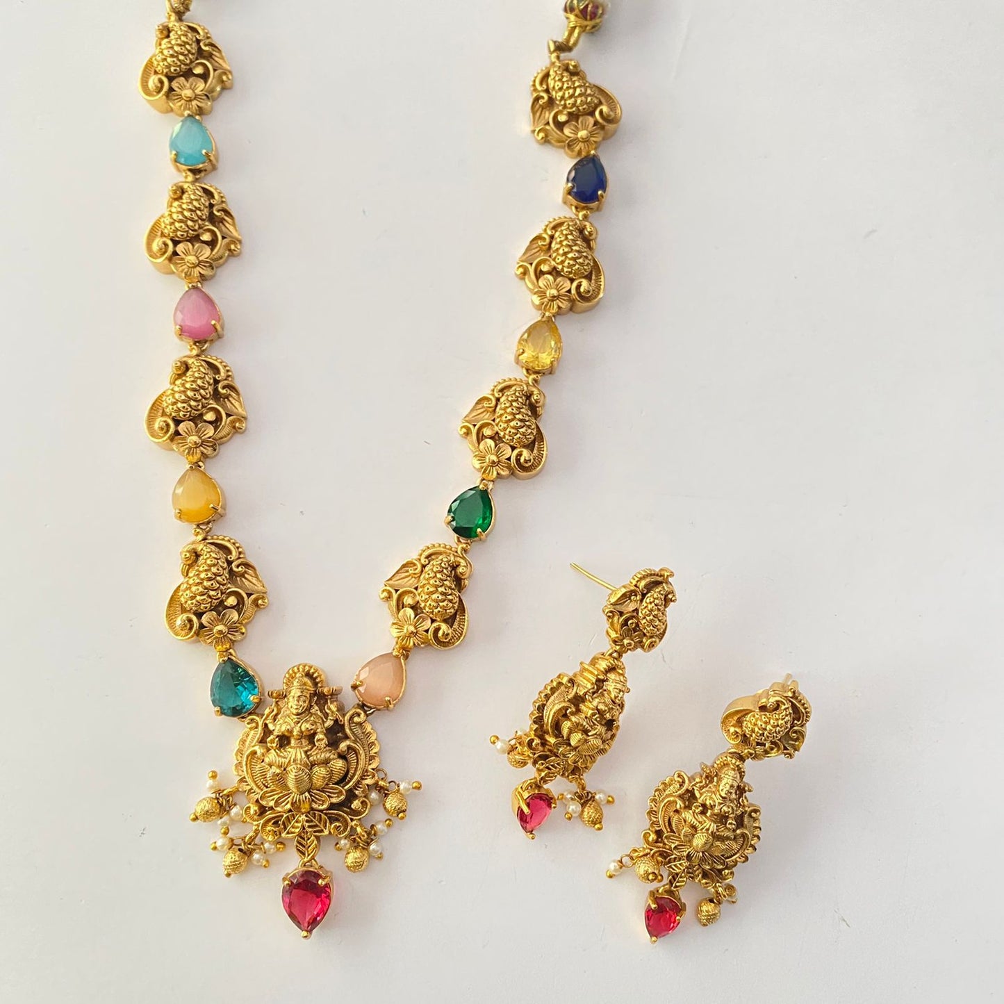 Antique Gold Plated Multi Laxmi Necklace Set
