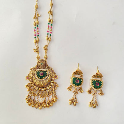 Green Long Necklace Set