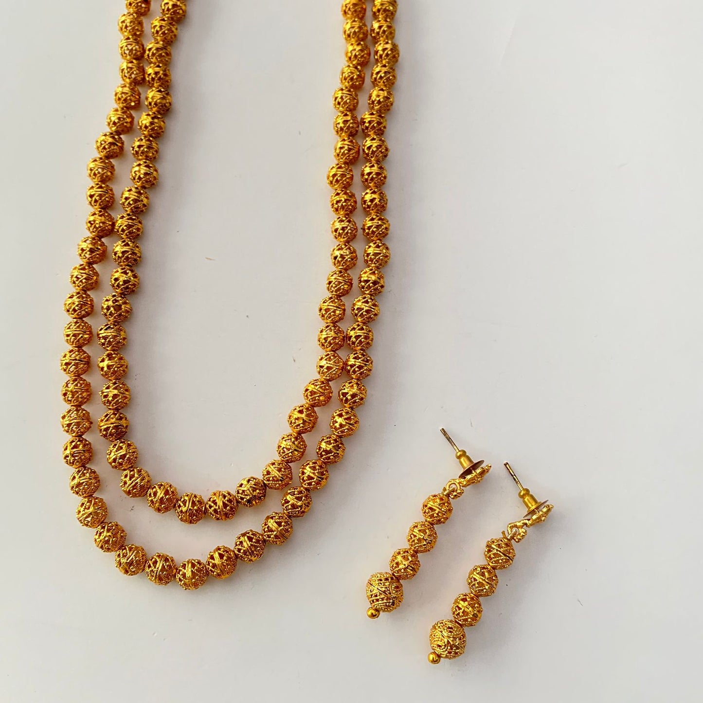 Double Line Antique Gold Matar mala