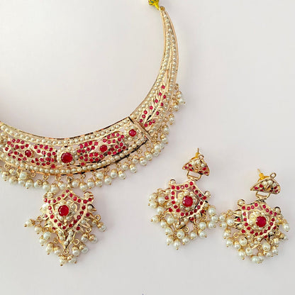 Ruby Pearl Jadau Necklace Set