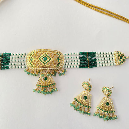 Gold Plated Green Choker Set