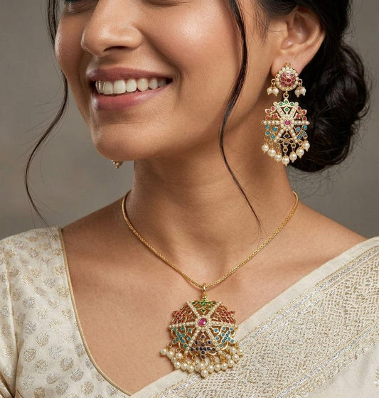 Jadau Gold Plated latest Pendant Set