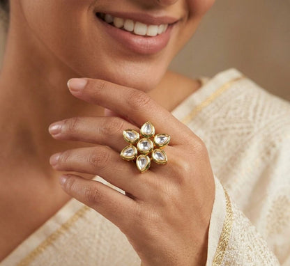 Kundan Gold Plated Ring