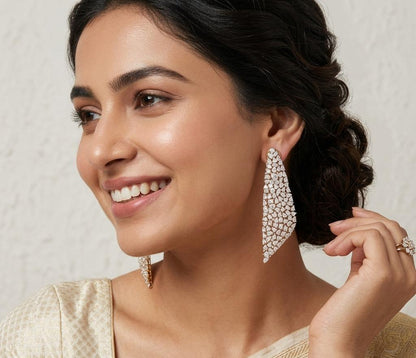 Diamond Gold Plated Long Dangler Earring