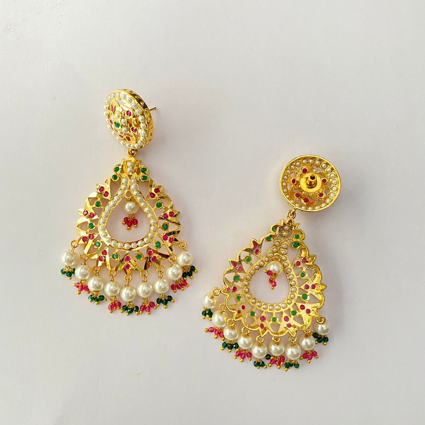 Gold Plated Ruby Green Earring