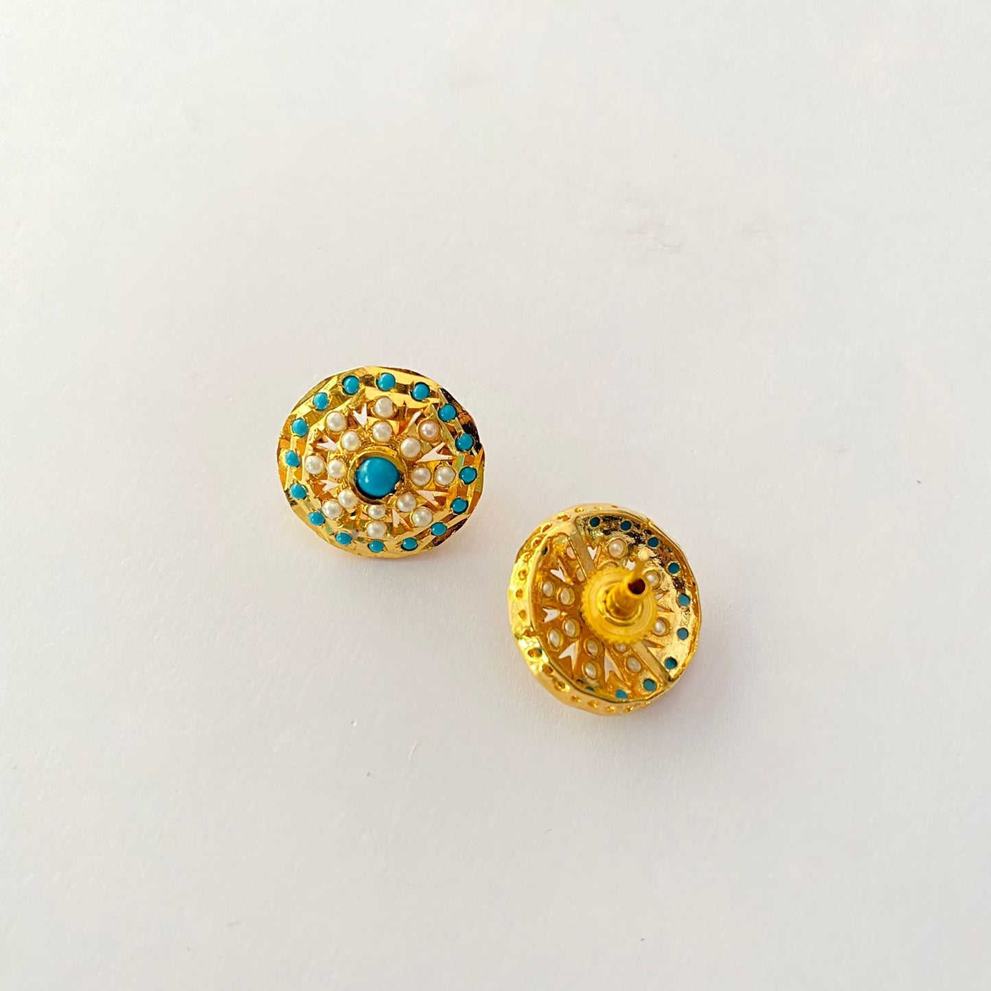 Jadau Gold Plated Firoza Stud